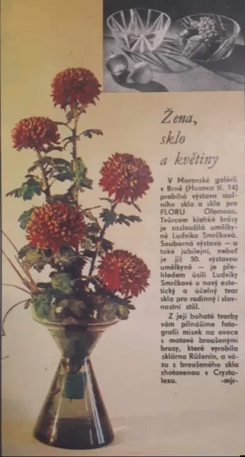 Žena sklo a květiny 