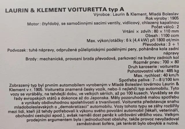 Laurin & Klement Voituretta typ A  - fotogalerie